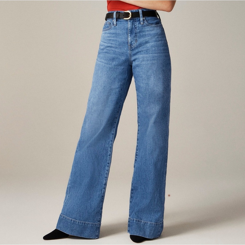 J. Crew Curvy Denim Trouser Wide Leg Jean (1996 Semi Stretch)
